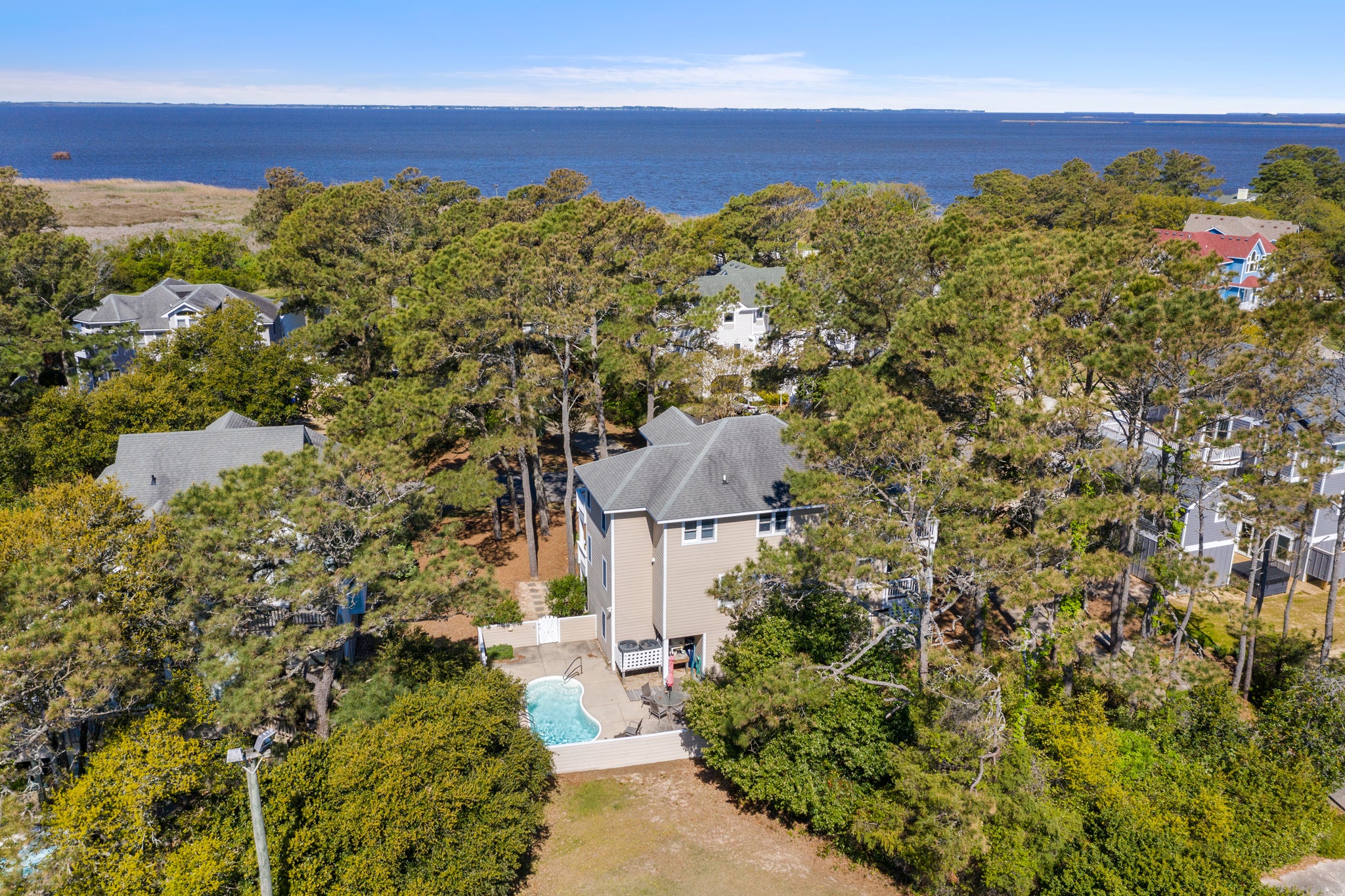 CL572: Endless Sunsets in Corolla Light l Back Exterior - Aerial View