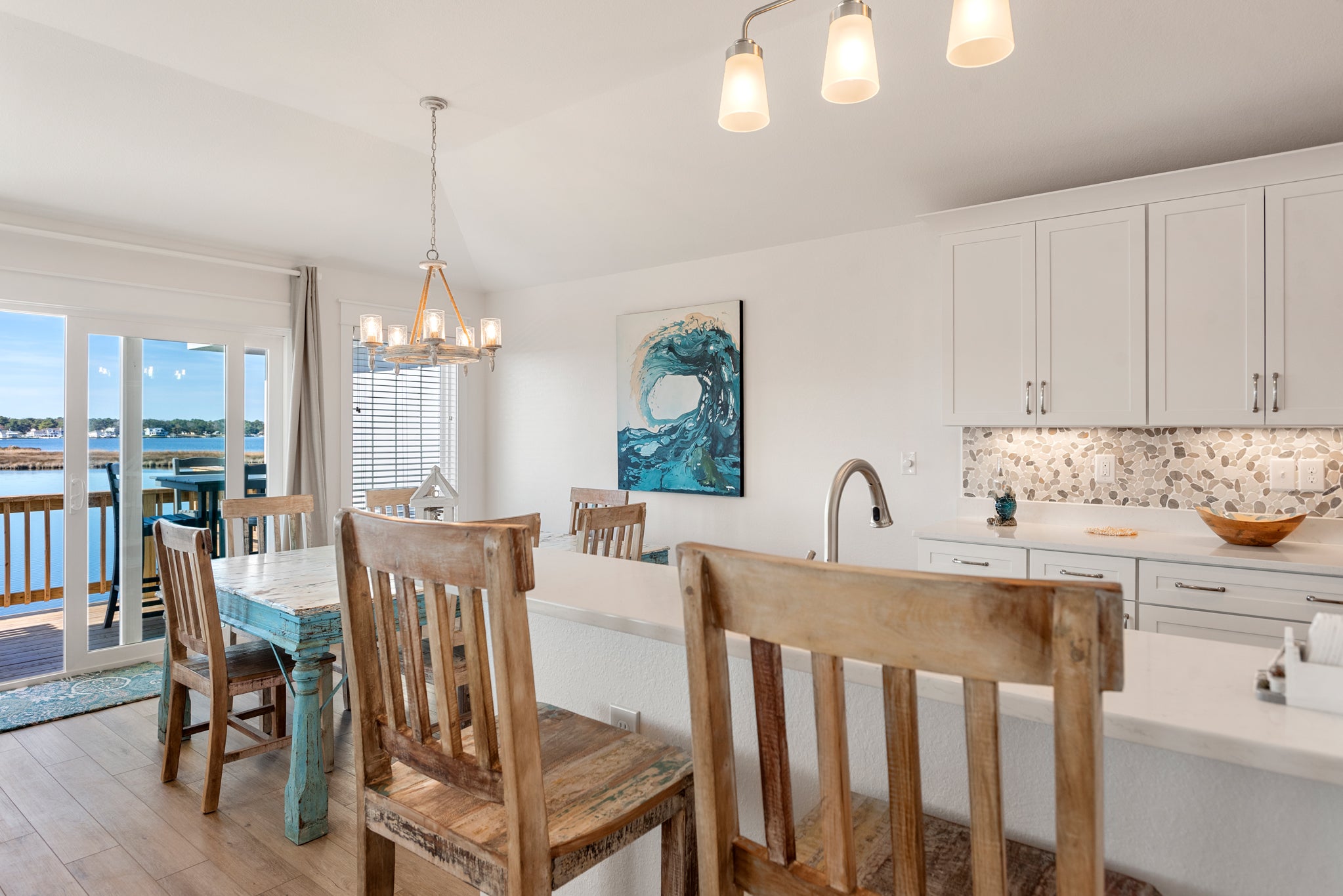 CLP301A: Sunset On The Sound | Top Level Dining Area and Kitchen