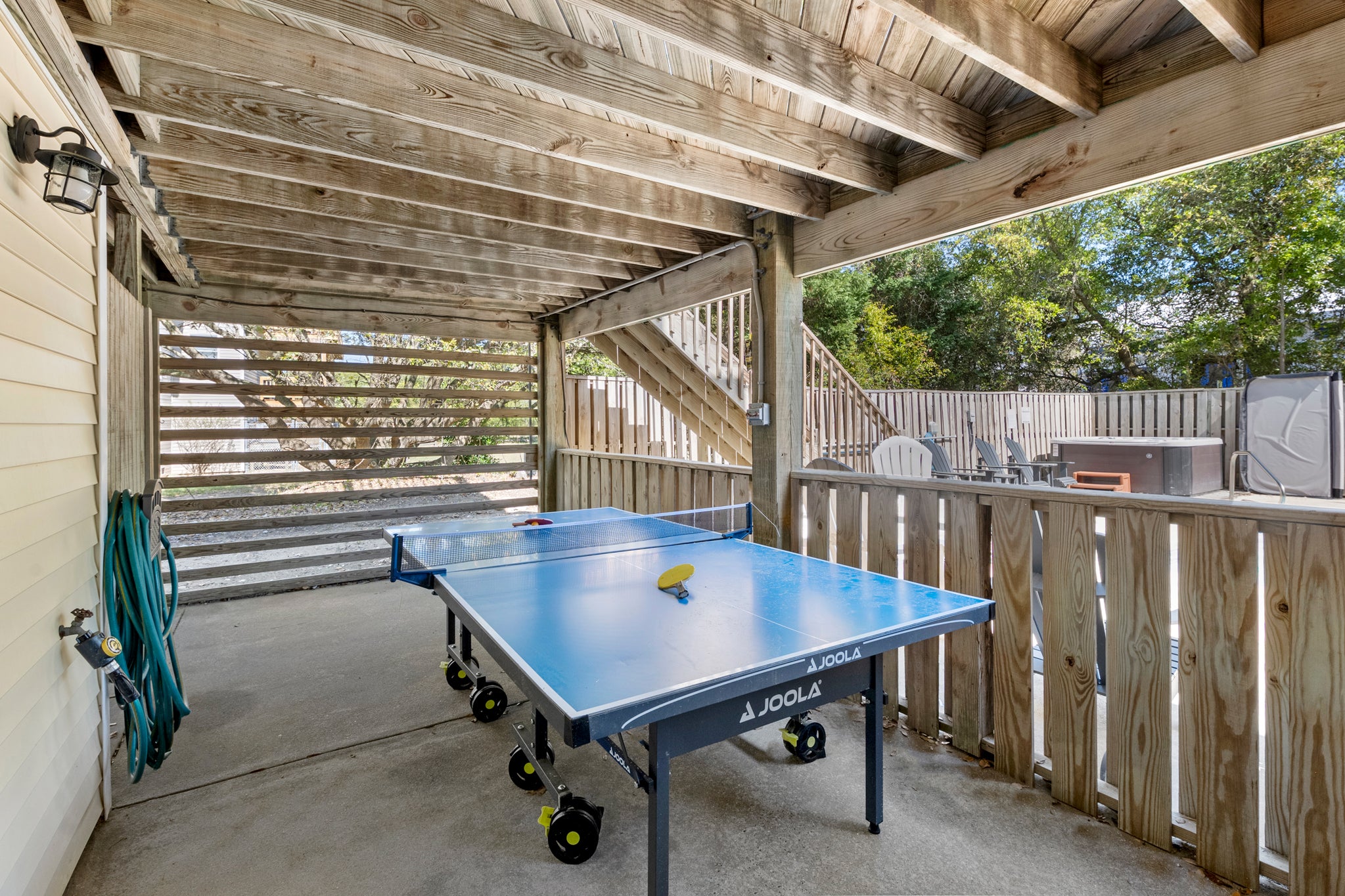 SH09: Aloha Shores | Bottom Level Covered Patio w/ Ping Pong Table