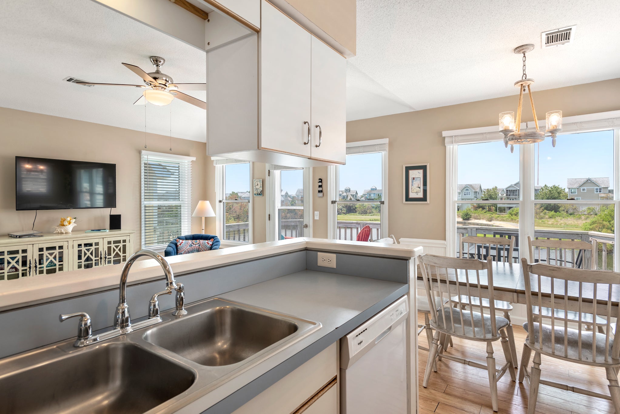 L34: Outer Banks Bliss | Top Level Dining Area and Kitchen