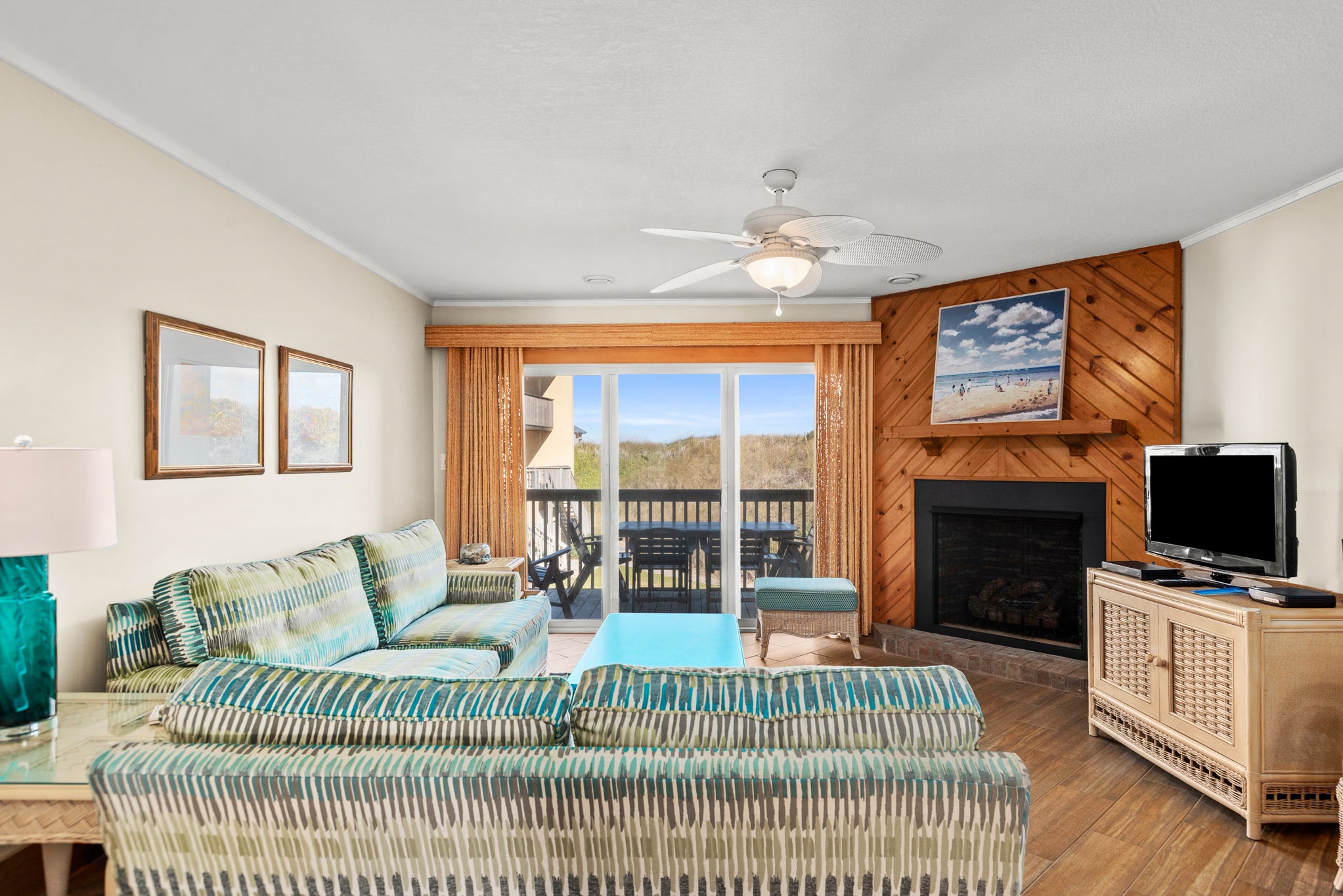 QC4: Trip's OBX | Mid Level Living Area - Fireplace Not Available For Guest Use
