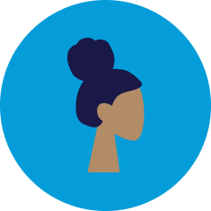 Graphic of a person's head with a hairbun